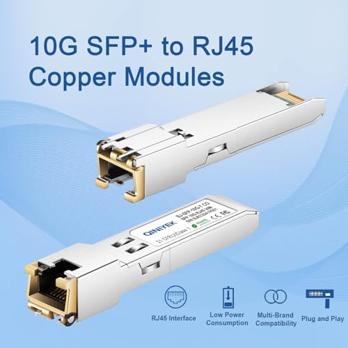 [2 Pack] 1.25/2.5/5/10G SFP+ to RJ45 Transceiver, Copper SFP+ Module, Cat.6a/7, up to 30m, for Cisco SFP-10G-T-S, MikroTik S+RJ10, Ubiquiti UF-RJ45-10G, Netgear AXM765, Netgear, TP-Link, Fortinet|B0BZPD68R7