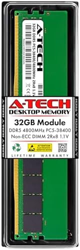 A-Tech 16GB Kit (2x8GB DDR5 4800MHz PC5-38400 CL40 UDIMM 1.1V Non-ECC Unbuffered DIMM 288-Pin Desktop PC/Computer RAM Memory Upgrade Modules