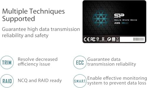 Silicon Power 1TB SSD 3D NAND A55 SLC Cache Performance Boost SATA III 2.5" 7mm (0.28" SSD Internal Solid State Drive (SU001TBSS3A55S25EC