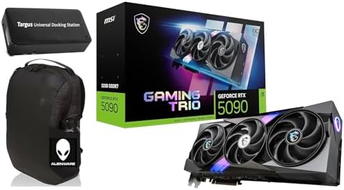 msi Gaming Trio GeForce 5090 OC 32GB GDDR7 GPU, 32GB GDDR7, PCI Express® Gen 5, Boost: 2482 MHz (Gaming & Silent Mode), Memory Bus, 512-bit. Bundle with Targus Dock Station and Backpack Alienware.|B0F4RKVGGY