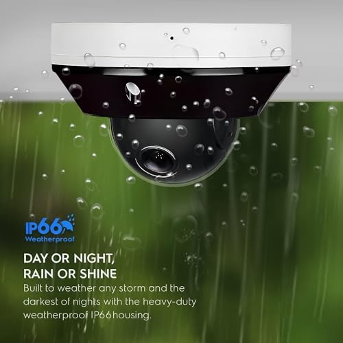 Real HD 6MP Mini PTZ Dome PoE IP Camera Outdoor with Pan Tilt, 3X Zoom, 2.8-8mm Motorized Varifocal Lens, H.265, IP66, NVR or Windows PC Required, NDAA Compliant