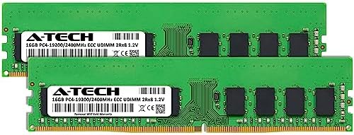 A-Tech Server 32GB Kit (2x16GB DDR4 2400MHz PC4-19200 ECC UDIMM 2Rx8 Dual Rank 1.2V ECC Unbuffered DIMM 288-Pin Server & Workstation RAM Memory Upgrade Modules (A-Tech Enterprise Series