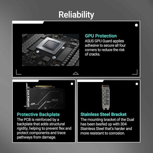 ASUS Dual NVIDIA GeForce RTX 3050 6GB OC Edition Gaming Graphics Card - PCIe 4.0, 6GB GDDR6 Memory, HDMI 2.1, DisplayPort 1.4a, 2-Slot Design, Axial-tech Fan Design, 0dB Technology, Steel Bracket|B0CVCG2VPK