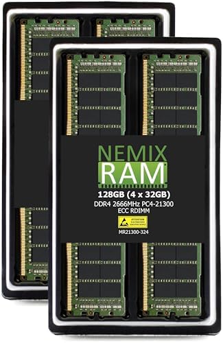 NEMIX RAM 128GB (4X32GB DDR4 2666MHZ PC4-21300 2Rx4 1.2V CL19 288-PIN ECC RDIMM Registered Server Memory KIT Compatible with Dell EMC PowerEdge XR2 Server