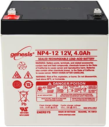 EnerSys Genesis NP4-12 - 12 Volt/4 Amp Hour Sealed Lead Acid Battery with 0.187 Fast-on Connector (2 Pack)|B00V57JC74