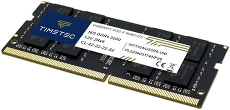 Timetec 16GB DDR4 3200MHz (or 2933MHz or 2666MHz) PC4-25600 Non-ECC Unbuffered 1.2V CL22 2Rx8 Dual Rank 260 Pin SODIMM Laptop Notebook PC Computer Memory RAM Module Upgrade|B098TXZY34