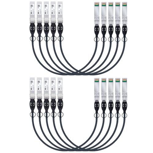H!Fiber 2 Pack SFP+ Cable, 10G SFP+ DAC, 0.5M(1.64ft), Passive Direct Attach Copper Twinax Cable for Cisco SFP-H10GB-CU0.5M, Ubiquiti UniFi UC-DAC-SFP+, Meraki, Mikrotik, Intel, Fortinet, Netgear|B09K7DZD6N