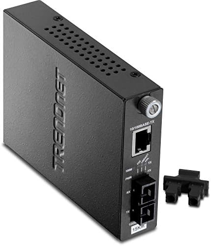 TRENDnet Intelligent 10/100Base-TX to 100Base-FX Single Mode SC Fiber Media Converter (60Km /37.3 Miles, Auto-Negotiation, RJ-45 Port, Fiber to Ethernet Converter,Lifetime Protection, TFC-110S60i