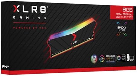 PNY XLR8 Gaming 32GB (2x16GB DDR4 DRAM 3200MHz (PC4-25600 CL16 1.35V RGB Dual Channel Desktop (DIMM Memory – MD32GK2D4320016XRGB