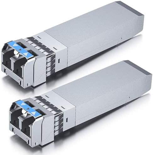 10Gtek 10GBase-LR SFP+ Transceiver, 10G 1310nm SMF SingleMode Fiber Optic Module, 10km, for Cisco SFP-10G-LR, Meraki MA-SFP-10GB-LR, Ubiquiti UniFi UF-SM-10G, Fortinet, Mikrotik, Netgear, Pack of 2|B08BP4M8LV