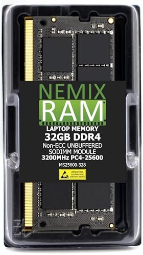 64GB 2X32GB DDR4 3200MHZ, 2933MHZ or 2666MHZ 260-PIN 1.2V Non-ECC Unbuffered SODIMM NEMIX RAM Laptop PC Memory KIT|B0G4VX7ST2