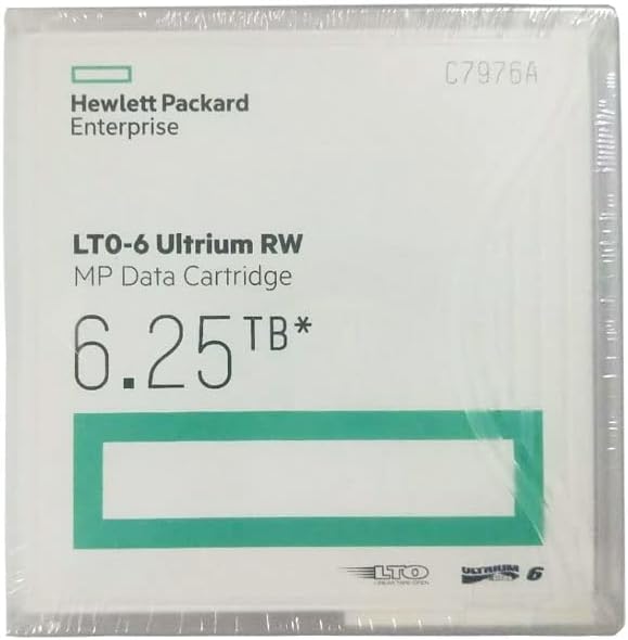 Hewlett-Packard Enterprise Hp C7976A LTO 6 Ultrium (2.5/6.25 TB) MP RW Data Cartridge|B00BRF330Q