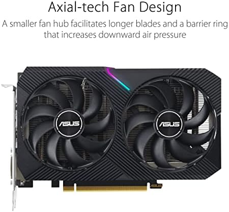 ASUS Dual NVIDIA GeForce RTX 3050 6GB OC Edition Gaming Graphics Card - PCIe 4.0, 6GB GDDR6 Memory, HDMI 2.1, DisplayPort 1.4a, 2-Slot Design, Axial-tech Fan Design, 0dB Technology, Steel Bracket|B0CVCG2VPK