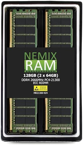 NEMIX RAM 128GB (4X32GB DDR4 2666MHZ PC4-21300 2Rx4 1.2V CL19 288-PIN ECC RDIMM Registered Server Memory KIT Compatible with Dell EMC PowerEdge XR2 Server