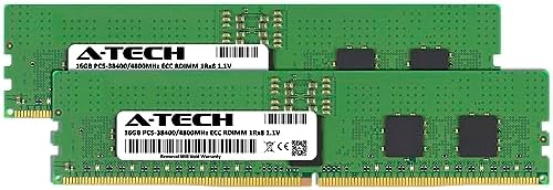 A-Tech 32GB Kit (2x16GB RAM for Dell PowerEdge HS5620, MX760c, R660xs, R6625, R760, R760xa, R760xs, R7615, T560, XE8640 | DDR5 4800MHz PC5-38400 EC8 RDIMM 1Rx8 ECC Registered Server Memory Upgrade