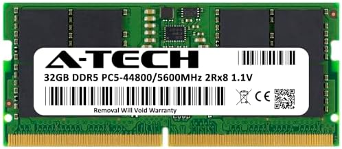 A-Tech 32GB DDR5 4800MHz PC5-38400 CL40 SODIMM 2Rx8 Dual Rank 1.1V Non-ECC Unbuffered SO-DIMM 262-Pin Laptop Computer RAM Memory Upgrade Module|B0B1718KB1
