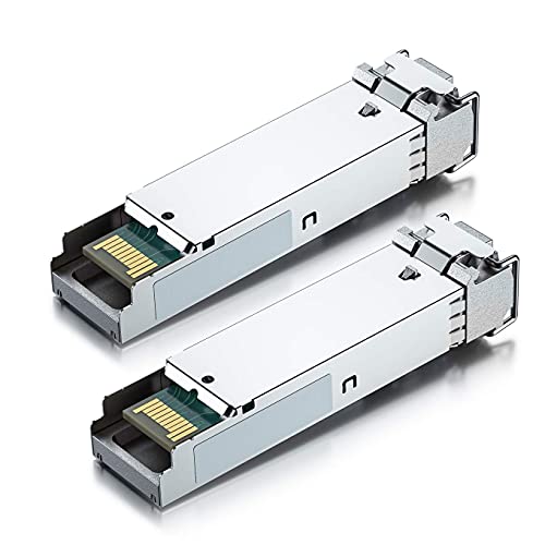 H!Fiber 1.25G Single Mode SFP LC Module, 1000Base-LX/LH Fiber Transceiver for Cisco GLC-LH-SMD, Meraki, Ubiquit UniFi, TP-Link, Fortinet, Intel, Netgear, Mikrotik and More (SMF,1310nm,20km,DDM) 2 Pack|B07B4B33N6