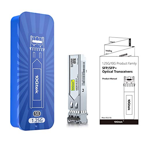 10Gtek 1.25G SFP 1000Base-SX Multimode LC Fiber Transceiver, 850nm MMF, 550m, for Cisco GLC-SX-MMD/SFP-GE-S, Meraki MA-SFP-1GB-SX, Fortinet, Ubiquiti UniFi UF-MM-1G, Mikrotik, TP-Link, Pack of 2|B08BP3JDBV