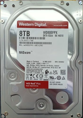 Western Digital 8TB WD Red Plus NAS Internal Hard Drive HDD - 5640 RPM, SATA 6 Gb/s, CMR, 256 MB Cache, 3.5" - WD80EFPX|B0CMQ6SK7W