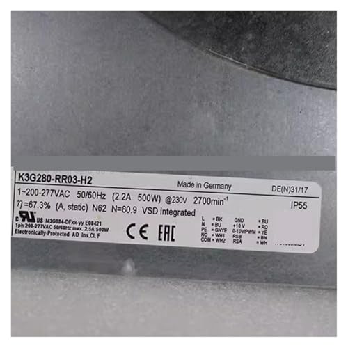 K3G280-RR03-H2 200-277V 50/60Hz 2.2A 500W Cooling Fan