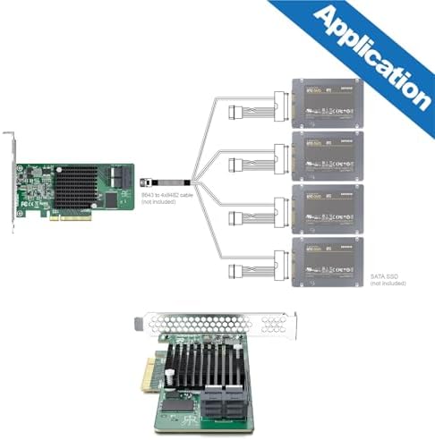 H!Fiber LSI SAS 9211-8i RAID Controller Card, 6Gb/s Internal SAS/SATA HBA Card, LSI 2008 Chip, PCI Express 2.0 X8, 2X SFF-8087 Ports|B0BKQDJLZ9