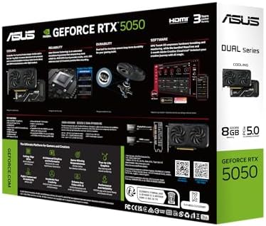 ASUS Dual NVIDIA GeForce RTX 3050 6GB OC Edition Gaming Graphics Card - PCIe 4.0, 6GB GDDR6 Memory, HDMI 2.1, DisplayPort 1.4a, 2-Slot Design, Axial-tech Fan Design, 0dB Technology, Steel Bracket|B0CVCG2VPK