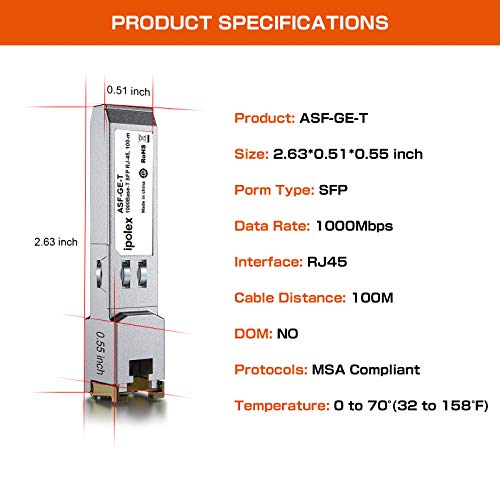 ipolex 1000Base-LX/LH SFP Transceiver, 1.25G SFP LC Fiber Module, Gigabit Single Mode Mini GBIC, 1310nm SMF, up to 20km, for Cisco GLC-LH-SMD, Ubiquiti UF-SM-1G, Meraki, TP-Link TL-SM311LS and More|B01EN33VN2