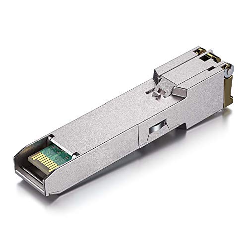 10GTEK 1.25G SFP-T, 1000BASE-T Copper SFP, SFP to RJ45 SFP Module Transceiver for Cisco SFP-GE-T, Meraki, Fortinet, Ubiquiti UniFi UF-RJ45-1G, D-Link, Supermicro, Netgear, TP-Link and More|B00U77IJ2M