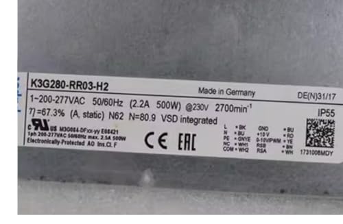 K3G280-RR03-H2 200/277V 2.2A 500W 2700RPM coolig Fan