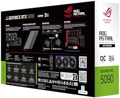 ASUS ROG Astral GeForce RTX 5090 White OC Edition Gaming Graphics Card (PCIe 5.0, 32GB GDDR7, HDMI/DP 2.1, 3.8-slot, 4fan design, Axial-tech fans, patented vapor chamber, Phase-change GPU thermal pad)|B0FJQNQ8M7