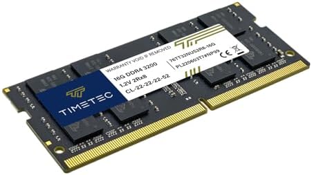 Timetec 16GB DDR4 3200MHz (or 2933MHz or 2666MHz) PC4-25600 Non-ECC Unbuffered 1.2V CL22 2Rx8 Dual Rank 260 Pin SODIMM Laptop Notebook PC Computer Memory RAM Module Upgrade|B098TXZY34