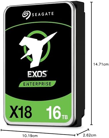 Seagate Exos X18 Enterprise Class, 16TB, Enterprise Internal Hard Drive, SATA, 3,5" 6Gbit/s, 128MB Cache (ST16000NM000J