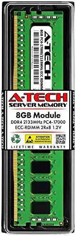 A-Tech 8GB Kit (2x4GB) DDR4 2133MHz PC4-17000 ECC RDIMM 1Rx8 Single Rank 1.2V ECC Registered DIMM 288-Pin Server & Workstation RAM Memory Upgrade Modules (A-Tech Enterprise Series)|B0DYKYPT2W