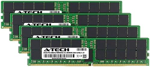 A-Tech 256GB Kit (4x64GB RAM for Dell PowerEdge HS5620, R660, R6615, R760, R760xa, R760xd2, R7615, R7625, R960, XE9640 | DDR5 4800MHz PC5-38400 EC8 RDIMM 2Rx4 ECC Registered Server Memory Upgrade
