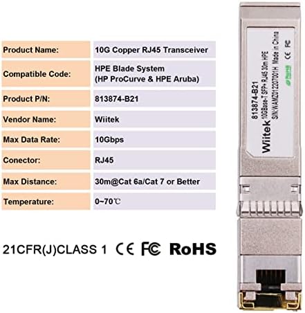 10G SFP+ to RJ45 Copper Modules, 1.25G/2.5G/5G/10GBase-T Ethernet to SFP+ Transceiver Compatible for HPE Blade System 813874-B21 HPE ProCurve & HPE Aruba(Cat 6a/7 or Better, 30-Meter)|B0B3F2JMS2