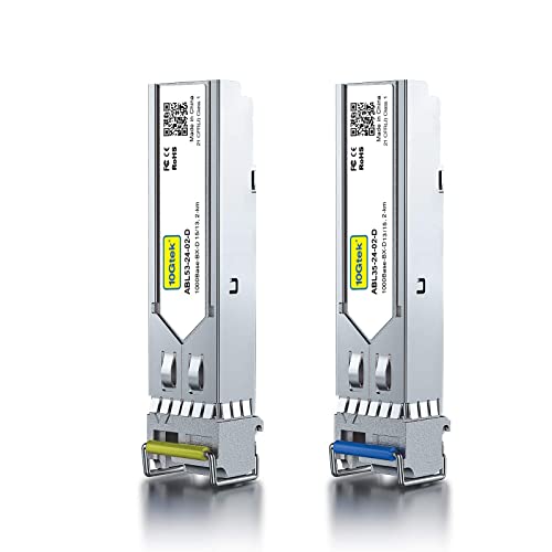 10Gtek 1.25G SFP Transceiver 1000Base-LX, 1310nm SMF SingleMode Fiber Optic Module, up to 10 km, for Cisco GLC-LH-SMD, Meraki MA-SFP-1GB-LX10, Ubiquiti UniFi, Fortinet, Mikrotik, TP-Link, Pack of 2|B08BP6MX14