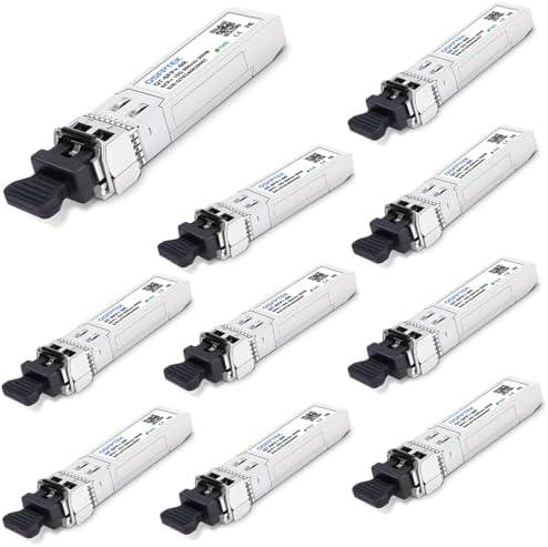 QSFPTEK 4Packs 10GBASE-LR Transceiver, 10G SFP+ Patch Module, 1310nm, 10km, DDM LC, 10Gbe Ethernet Mini-GBIC for Cisco SFP-10G-LR, Ubiquiti UF-SM-10G, Mikrotik, Netgear, Qnap NAS, D-Link|B08P4MFPD5