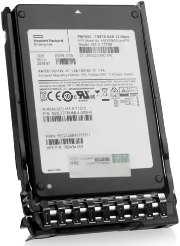 HP 7.68TB SAS 12Gb/s 3D TLC 2.5in Enterprise Proliant Read-Intensive SSD for: ML350 DL380 DL580 DL360 DL385 DL560 DL20 DL325 P02434-004 G11 (Renewed