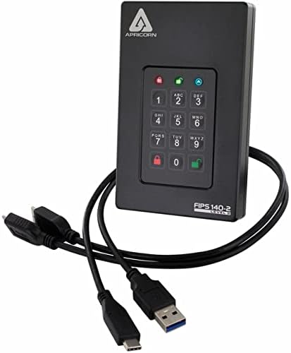 Apricorn 2TB Aegis Fortress L3- FIPS Level 3 Validated USB 3.0 Hardware Encrypted Portable Drive (AFL3-2TB) , black|B07M945LPN
