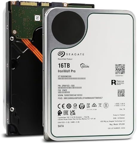 Seagate IronWolf Pro 16TB NAS – 3.5 Inch SATA 6GB/S 7200 RPM 256MB Cache for Raid Network Attached Storage (ST16000NE000) (Renewed) Internal Hard Drive|B086TZXBZG