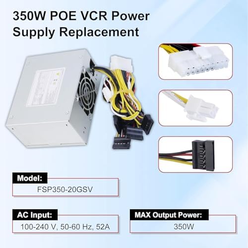 S-Union Upgraded FSP350-20GSV DPS-300AB-81B 350W POE VCR Power Supply Compatible with FSP FSP350-20GSV DPS-300AB-81 FSP35020GSV FSP300-20GSV 7916NP DS-7916N-E4 DS-7916N-16P Recorder Power Supply|B0DP8LPLRL
