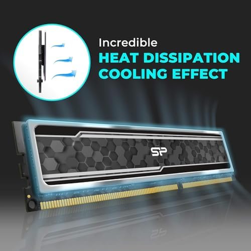 Silicon Power Value Gaming DDR4 RAM 32GB (2x16GB 3200MHz (PC4 25600 288-pin CL16 1.35V UDIMM Desktop Memory Module with Heatsink Grey SU032GXLZU320BDAJ7