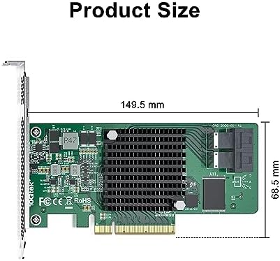 PCIe 3.0 x8 12G External SAS/SATA HBA RAID Controller Card, Broadcom 3008 Chip, Compatible with LSI 9300-8E, Mini SAS HD (SFF-8644) Connector, for Server/Storage Expansion|B0868Q65TD