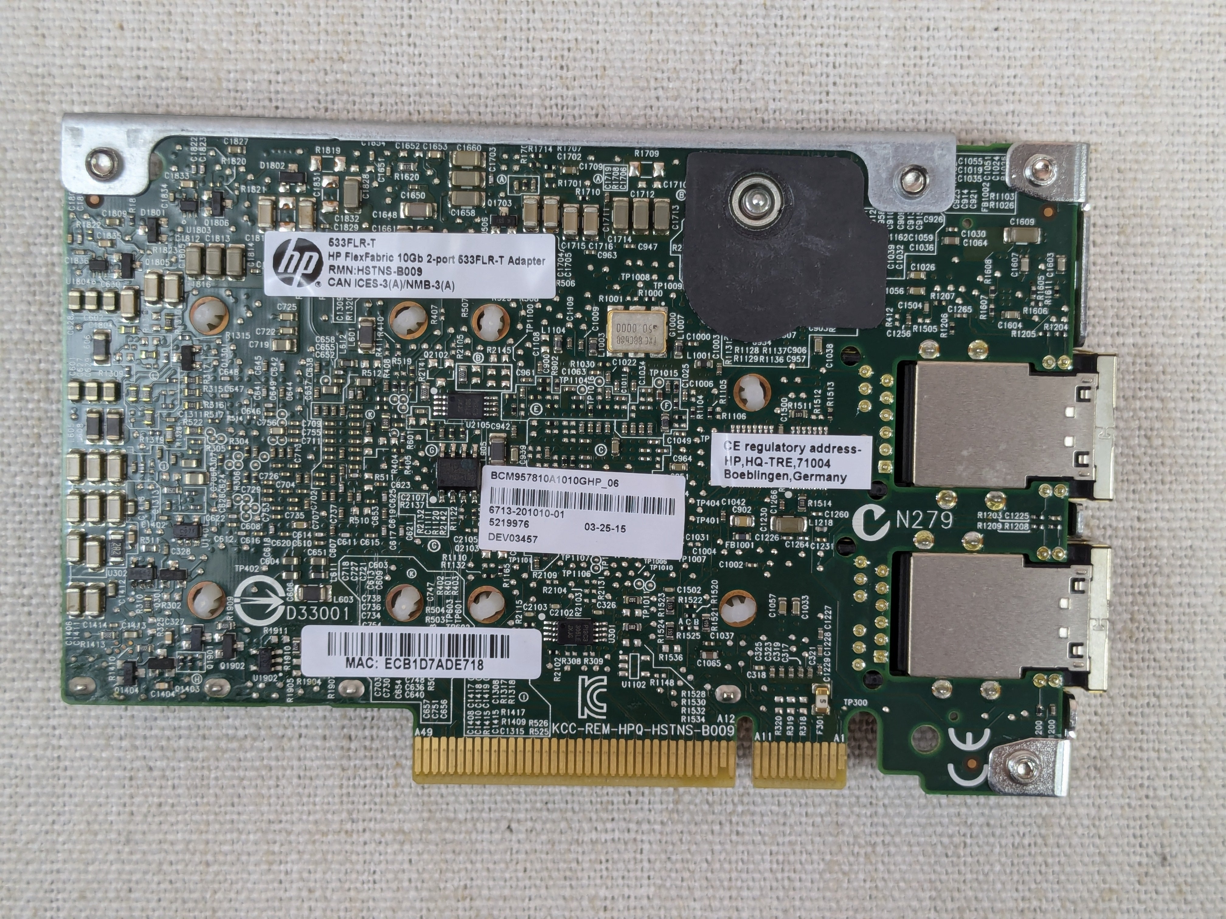 HP 533FLR-T Dual-Port 10GbE FlexFabric Module 10GBASE-T 701534-001 / 700757-001