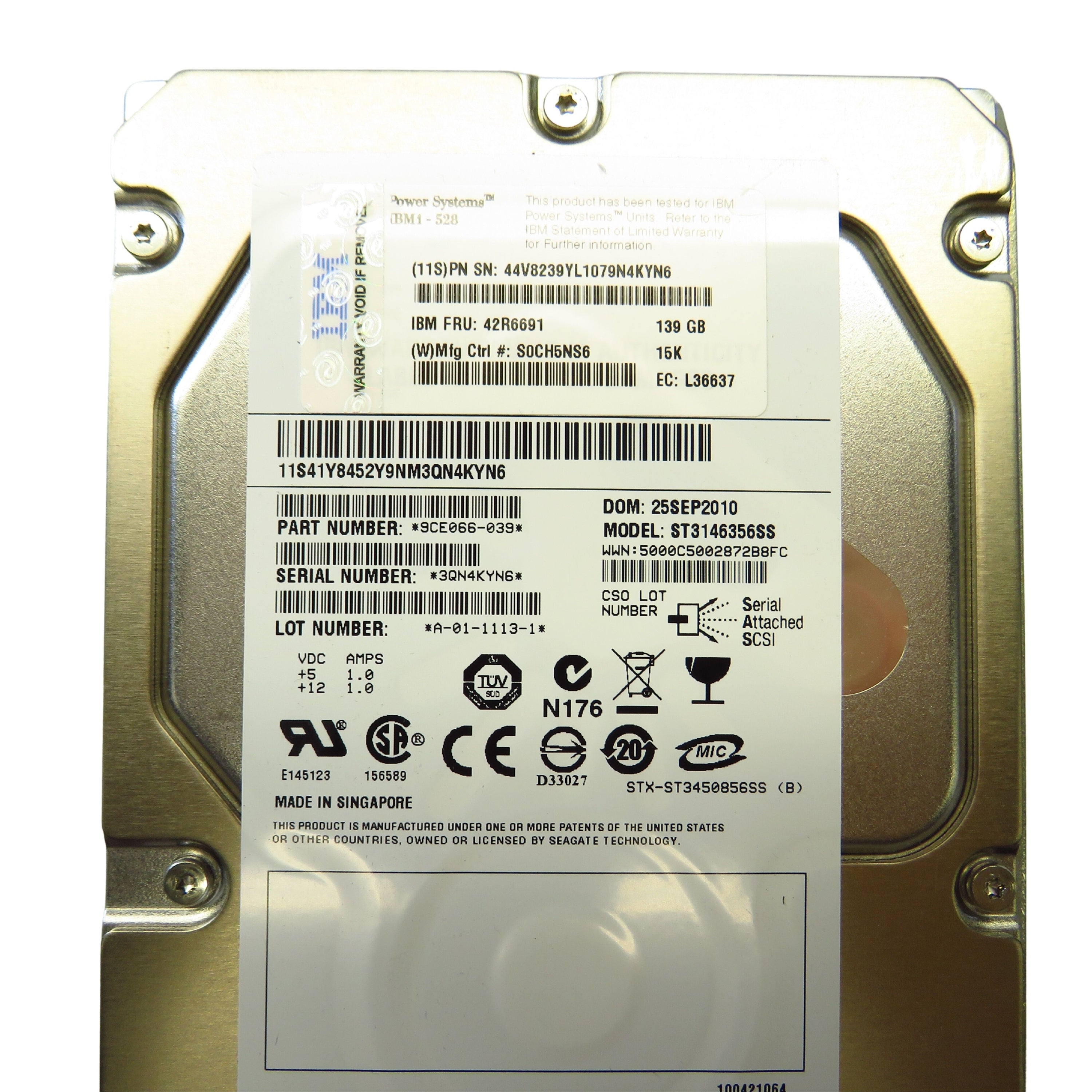 IBM 42R6691 139GB 15K RPM 3.5" SAS 3Gbps HDD Hard Drive (Refurbished)