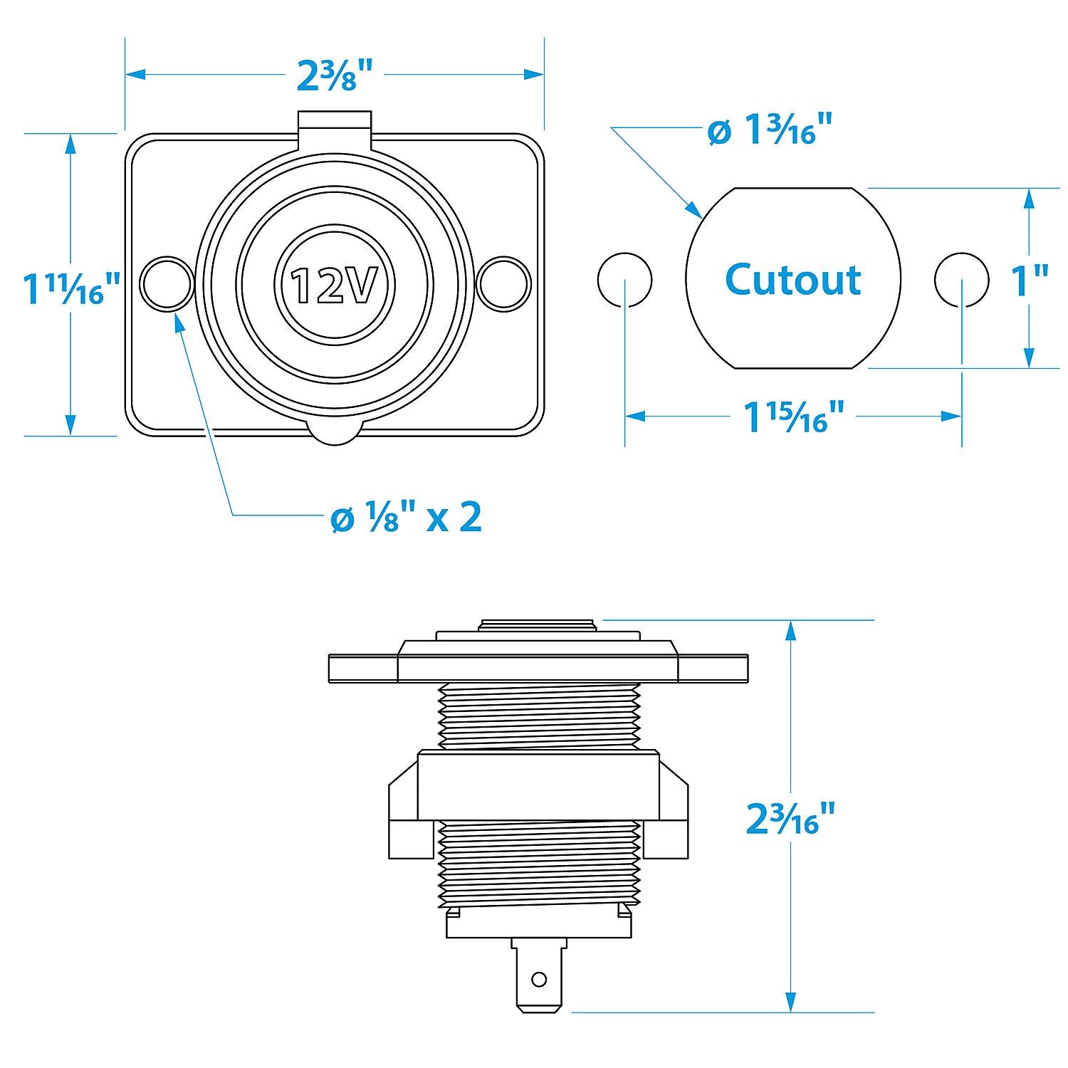 Seachoice A13-142AP-BB1 Accessory Socket, 12V, Boat