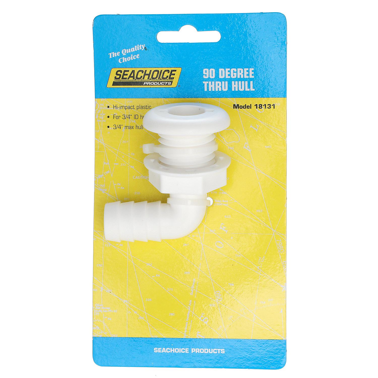 Seachoice 50-18131 90-Degree Angled Thru-Hull Connector, White Finish, 0.75 in.
