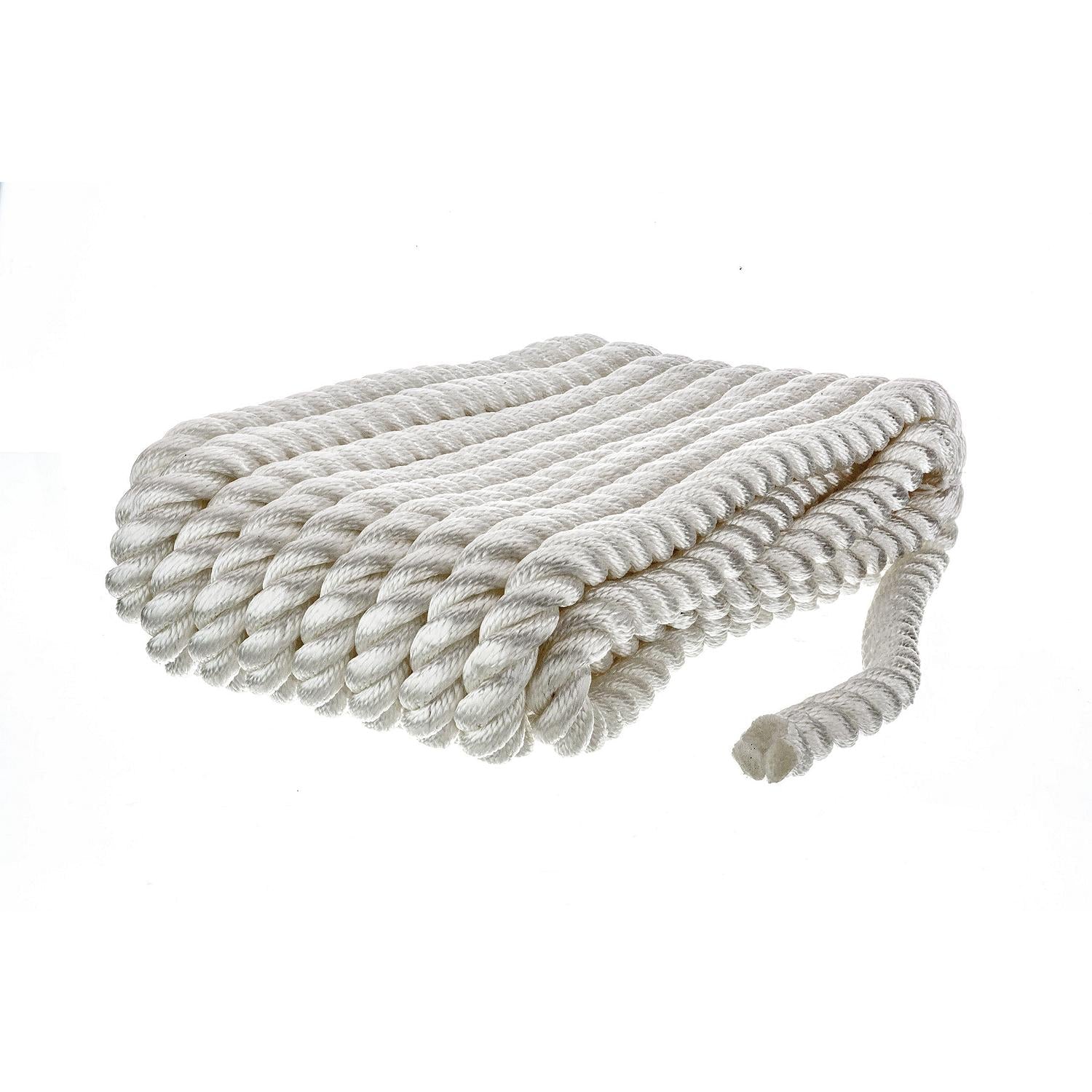 Seachoice 42631 3-Strand Twisted Nylon Dock Line, White, 3/4" x 25'