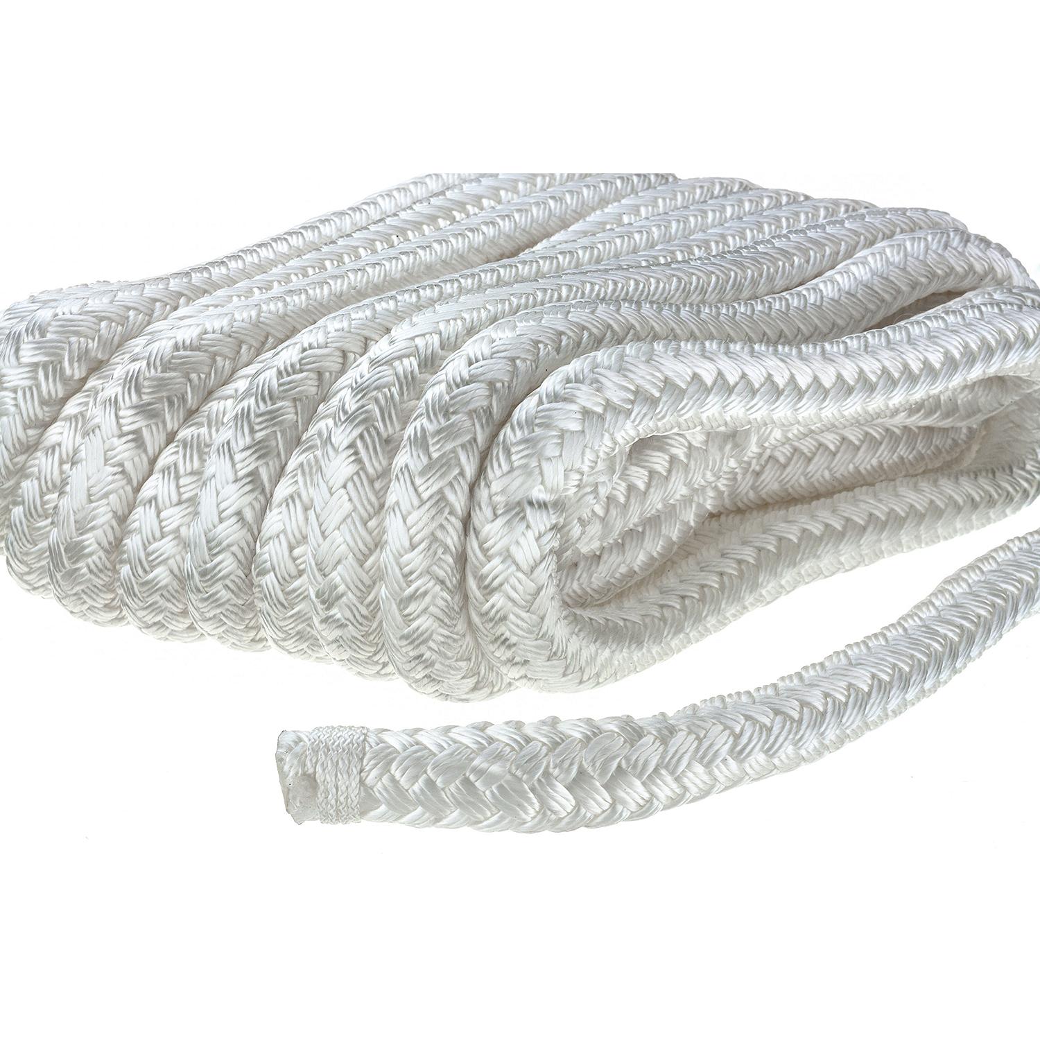 Seachoice 46951 Double-Braid Nylon Dock Line w/ Eye Splice, Pre-Shrunk, Heat Stabilized, 5/8 In. X 30 Ft., White