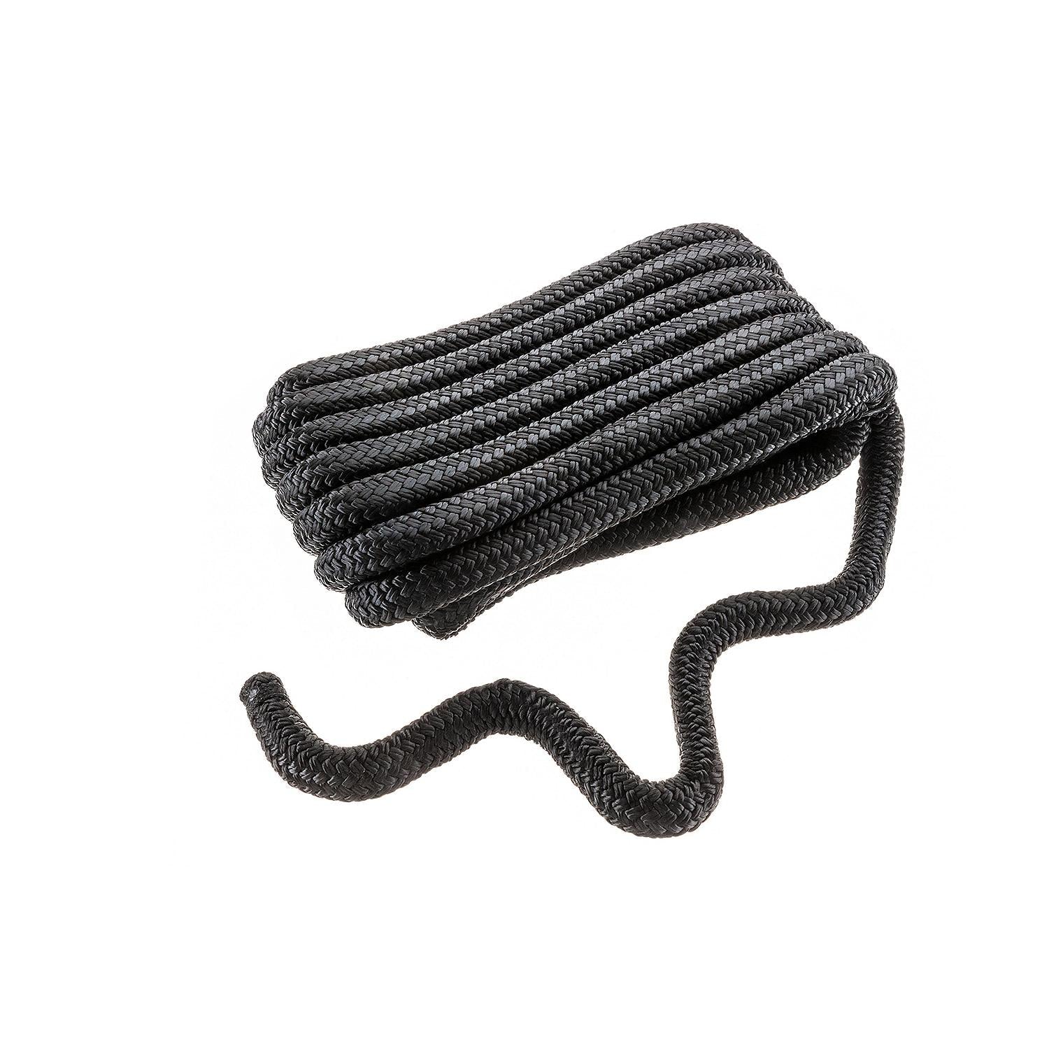 Seachoice Double-Braid Nylon Dock Line w/ Eye Splice, Pre-Shrunk, Heat Stabilized, 3/4 In. X 25 Ft., Black